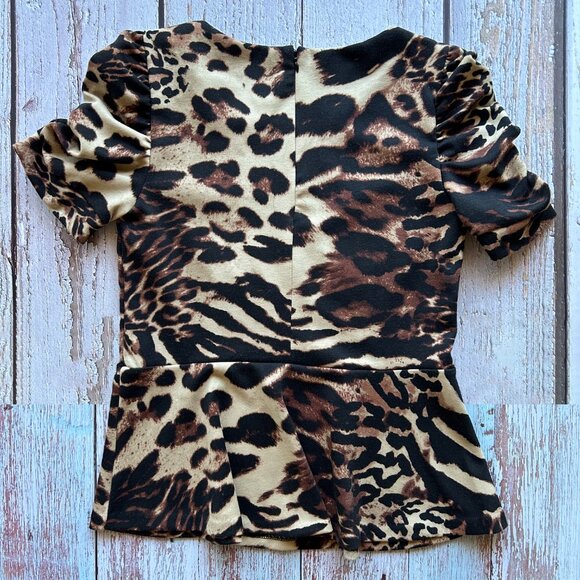 INC International Concepts Short Puff Sleeve Animal Print Top ๐๐ - Picture 2 of 6